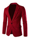 Men's Regular Blazer, Solid Colored Peter Pan Collar Long Sleeve Cotton