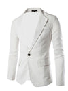 Men's Regular Blazer, Solid Colored Peter Pan Collar Long Sleeve Cotton
