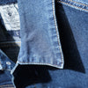 Men Blue Denim Jacket   Classic Retro Pure Stretch Cotton Stretch