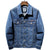 Men Blue Denim Jacket   Classic Retro Pure Stretch Cotton Stretch