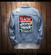 Trendy printed distressed denim jackets for young men