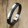 Mens Leather  Bracelets  Customizable Stainless Steel Bar For Engraving Bangles
