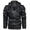 Men's  Leather Jackets  Fleece Thickness Mens Hooded Motorcycle