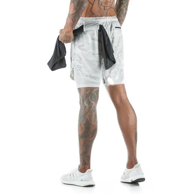 Men 2 in 1 Quick Dry Workout Shorts With Towel Pocket