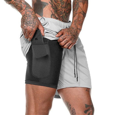 Men's  2 in 1  double-deck Quick Drying Compression Jogging Shorts