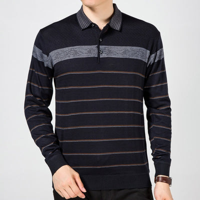 Men's Stripe Long Sleeve Loose Fit Shirt Sizes to 4XL